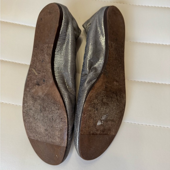 Lanvin Paris SILVER Textured flats Shoes Ballet Slip On 6.5-7 LEATHER - Picture 3 of 9